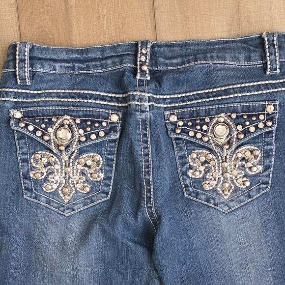 Miss Chic Jeans Bootcut Embellished Patch Pockets Jeans Junior Size 9 - Picture 7 of 8